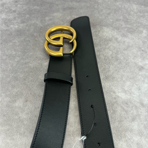 Gucci 2015 Re Edition Wide Leather Belt Gg Double Marmont Black 400593 85/34 - Picture 5 of 10